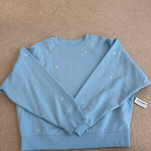 Blue Sweatshirt with Daisies